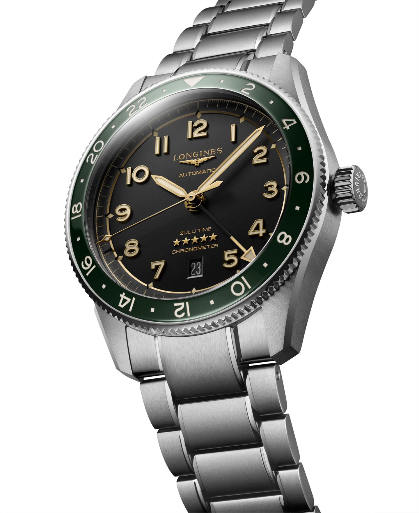 Мужские часы Longines Swiss Automatic Spirit Zulu Time Stainless Steel Bracelet Watch 42mm — фото 3
