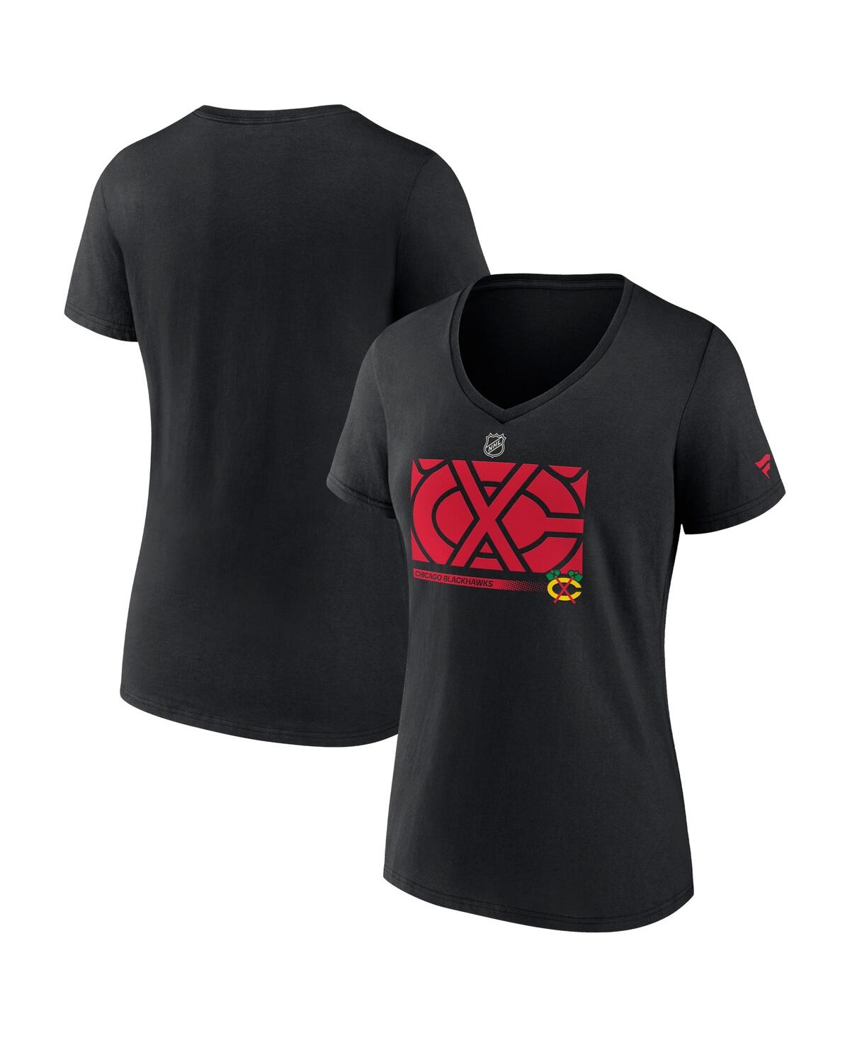 Women's FanaticsChicago Blackhawks Authentic Pro Core Collection Secondary Logo V-Neck T-Shirt - Black