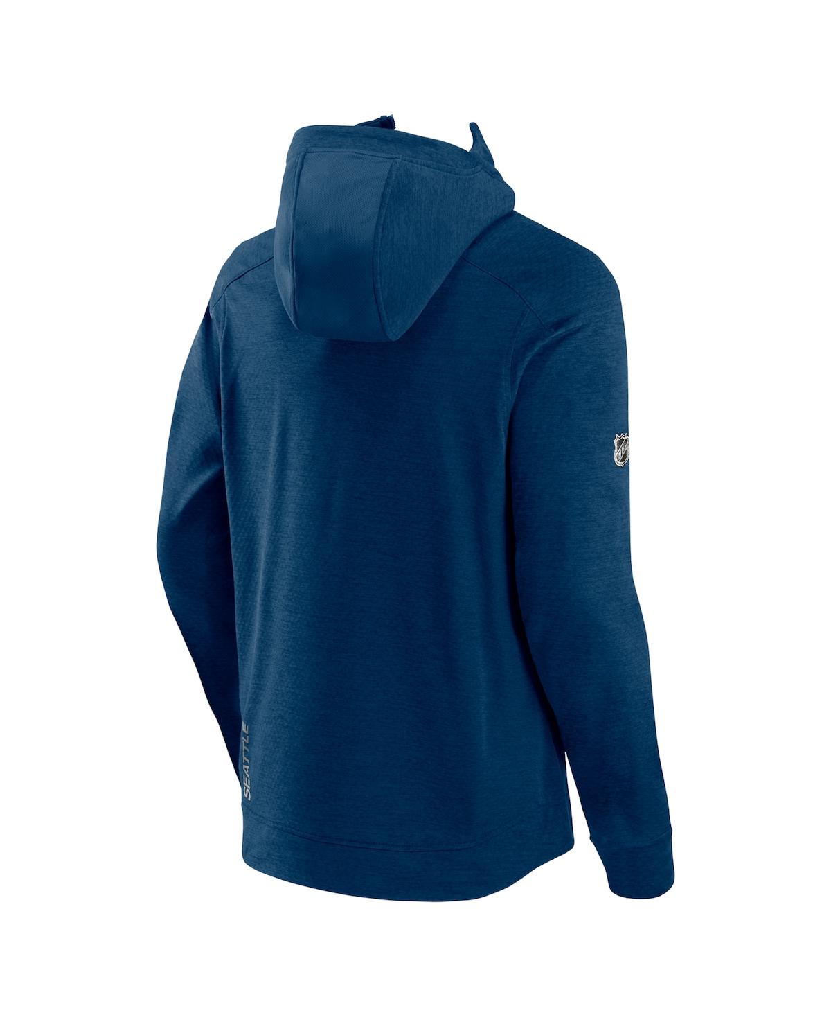Fanatics Men's  Heather Deep Sea Blue Seattle Kraken Authentic Pro Road Tech Full-zip Hoodie Jacket In Heather Deep Sea Blue