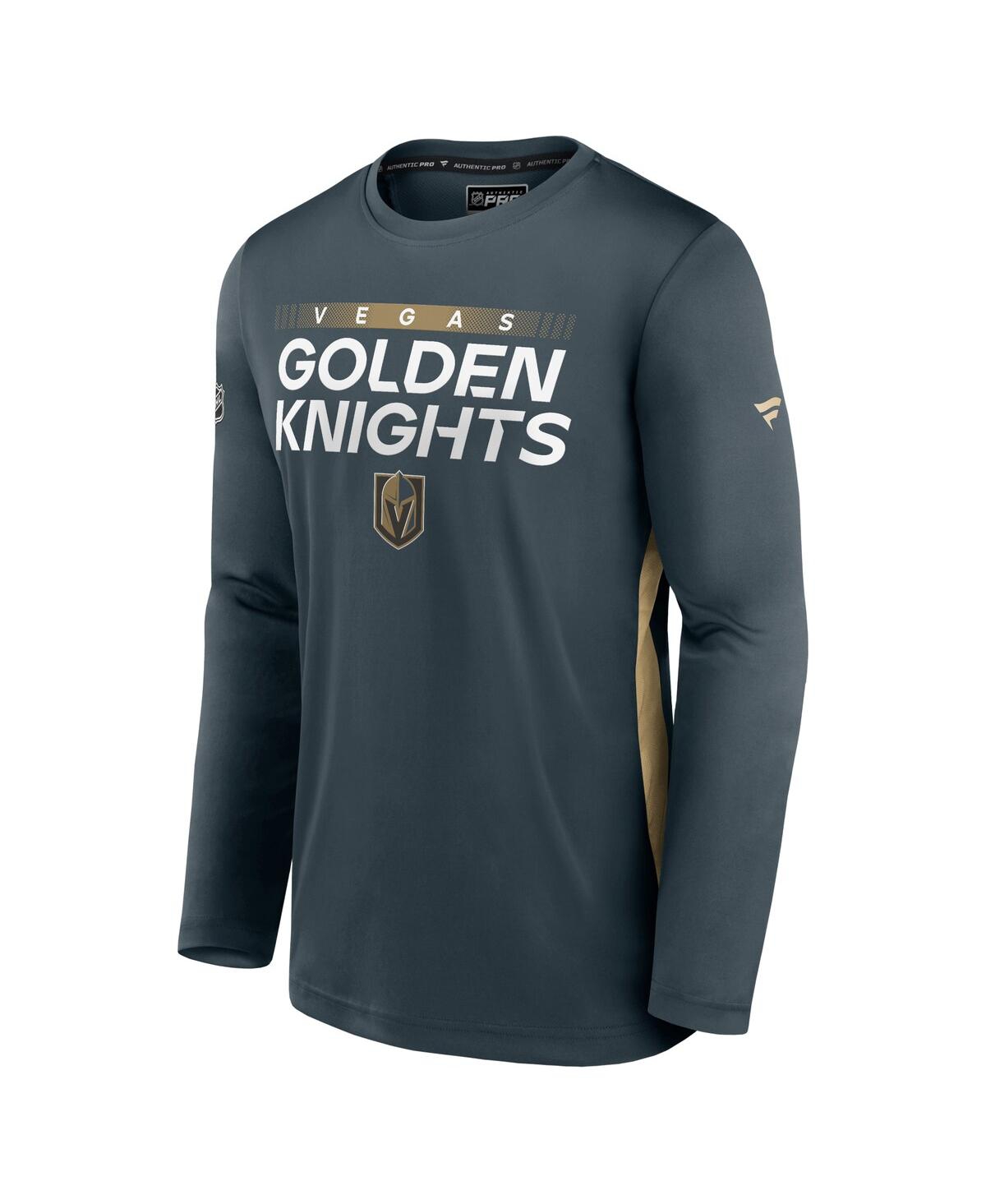 Shop Fanatics Men's  Gray Vegas Golden Knights Authentic Pro Rink Performance Long Sleeve T-shirt