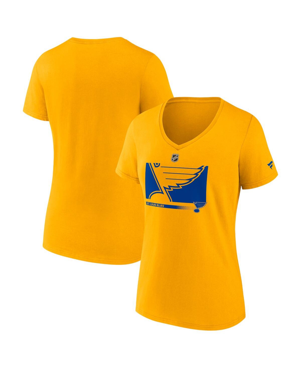 Shop Fanatics Women's  Gold St. Louis Blues Authentic Pro Core Collection Secondary Logo V-neck T-shirt