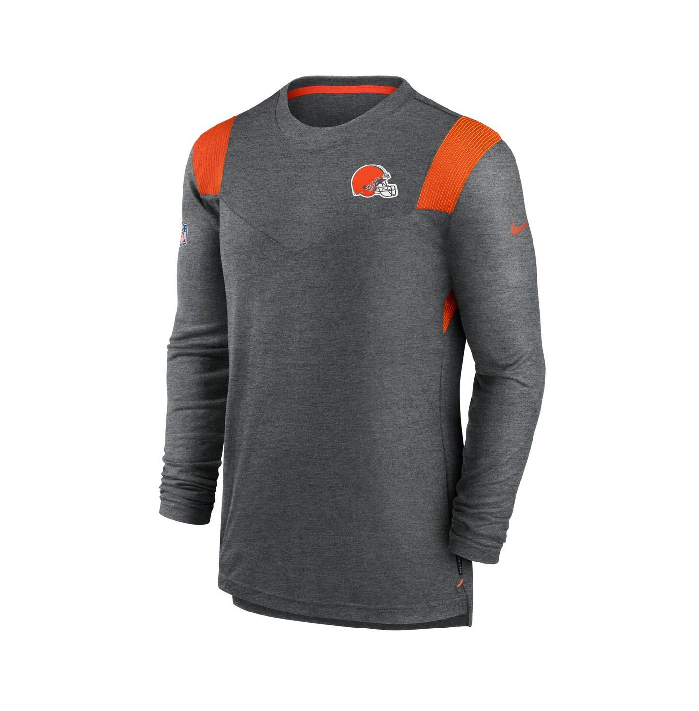 Мужская футболка Nike Charcoal Cleveland Browns Sideline Tonal Logo Performance Player Long Sleeve — фото 3