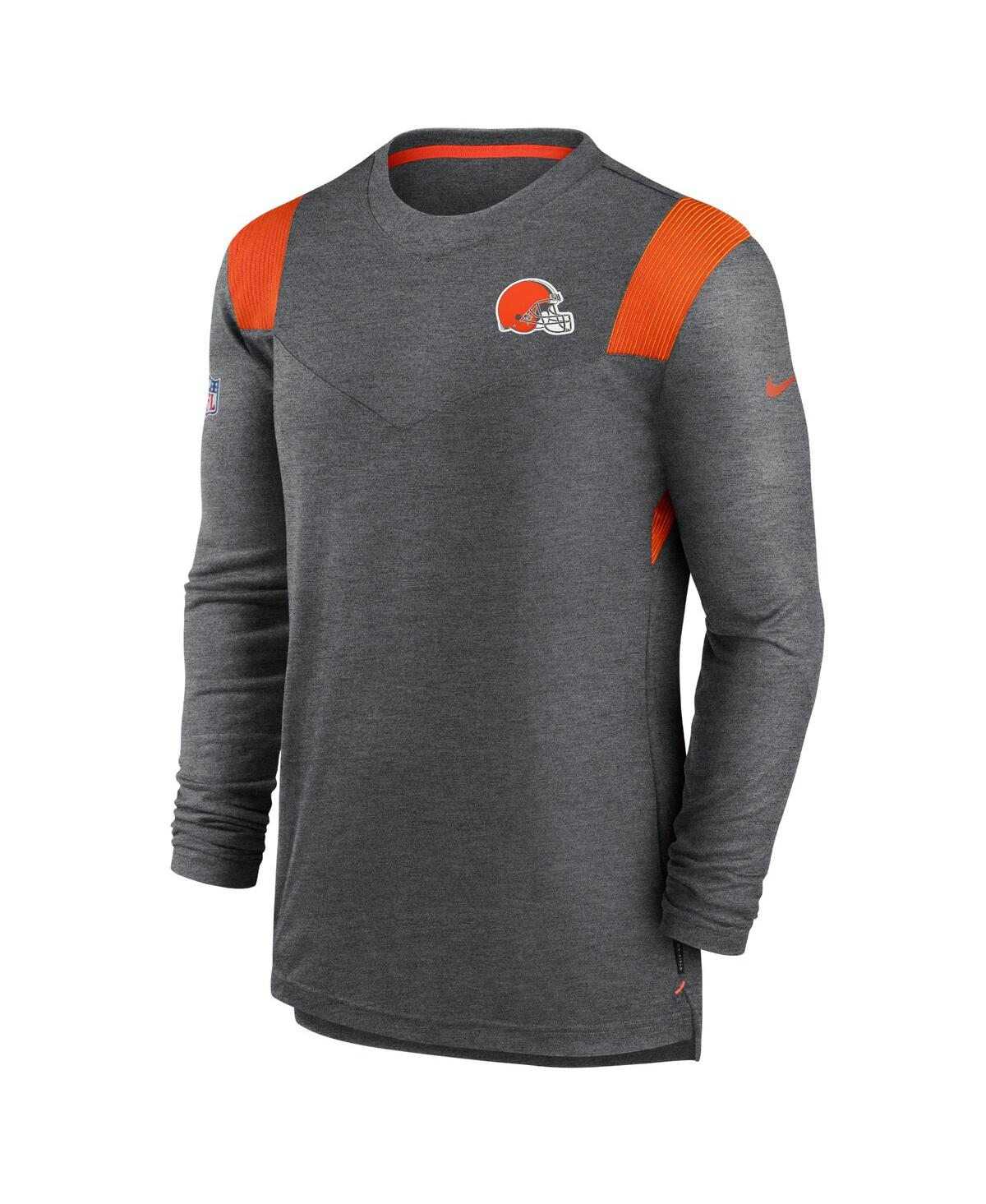 Men's NikeCleveland Browns Sideline Tonal Logo Performance Player Long Sleeve T-shirt - Charcoal