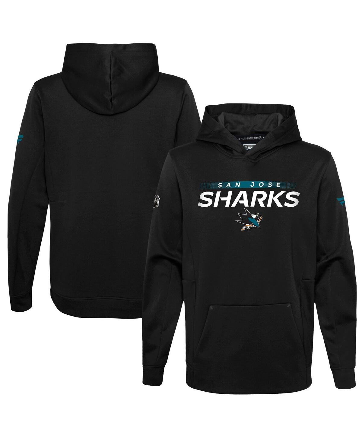 Fanatics Kids' Big Boys And Girls  Branded Black San Jose Sharks Authentic Pro Pullover Hoodie