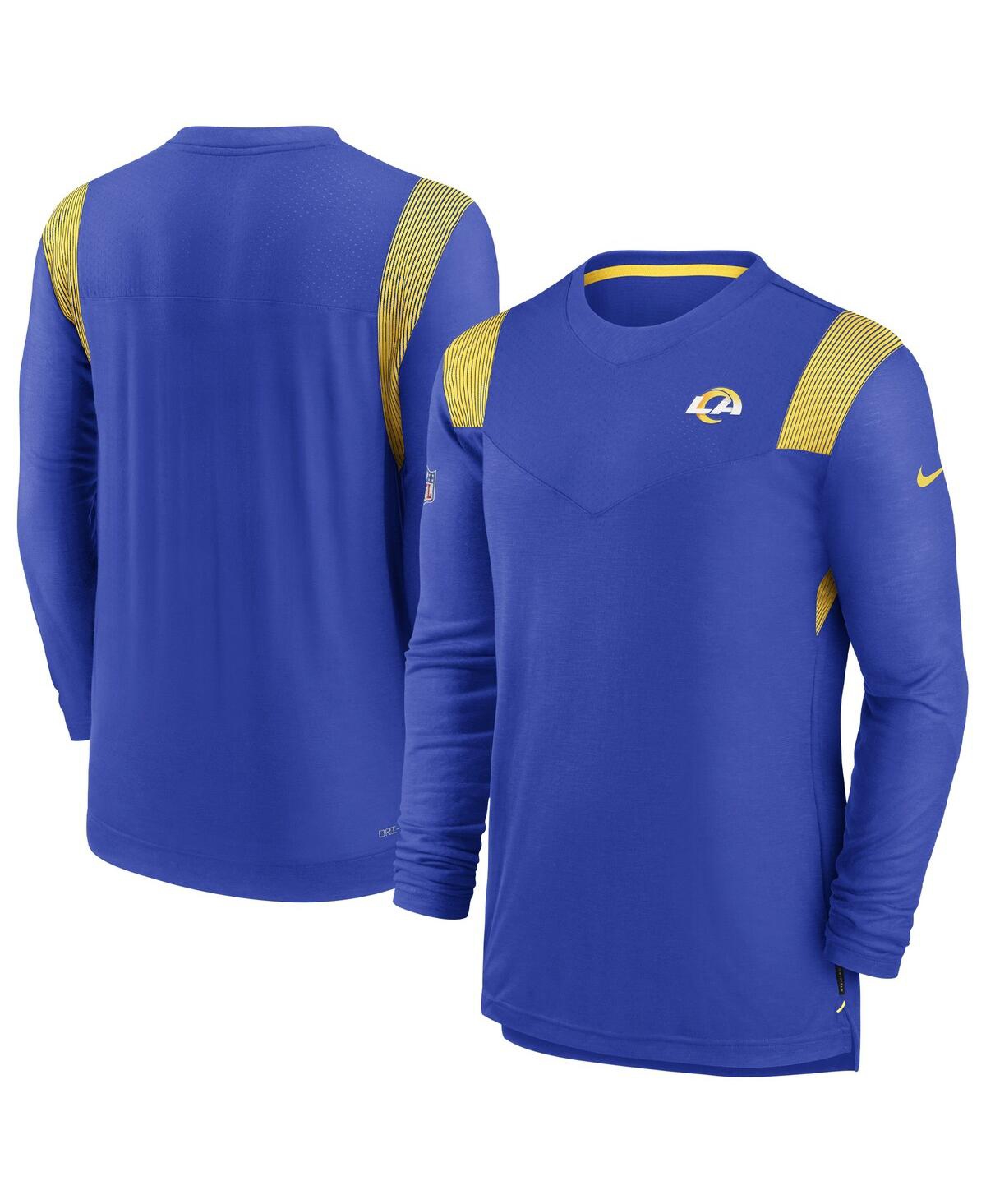 Shop Nike Men's  Royal Los Angeles Rams Sideline Tonal Logo Performance Player Long Sleeve T-shirt