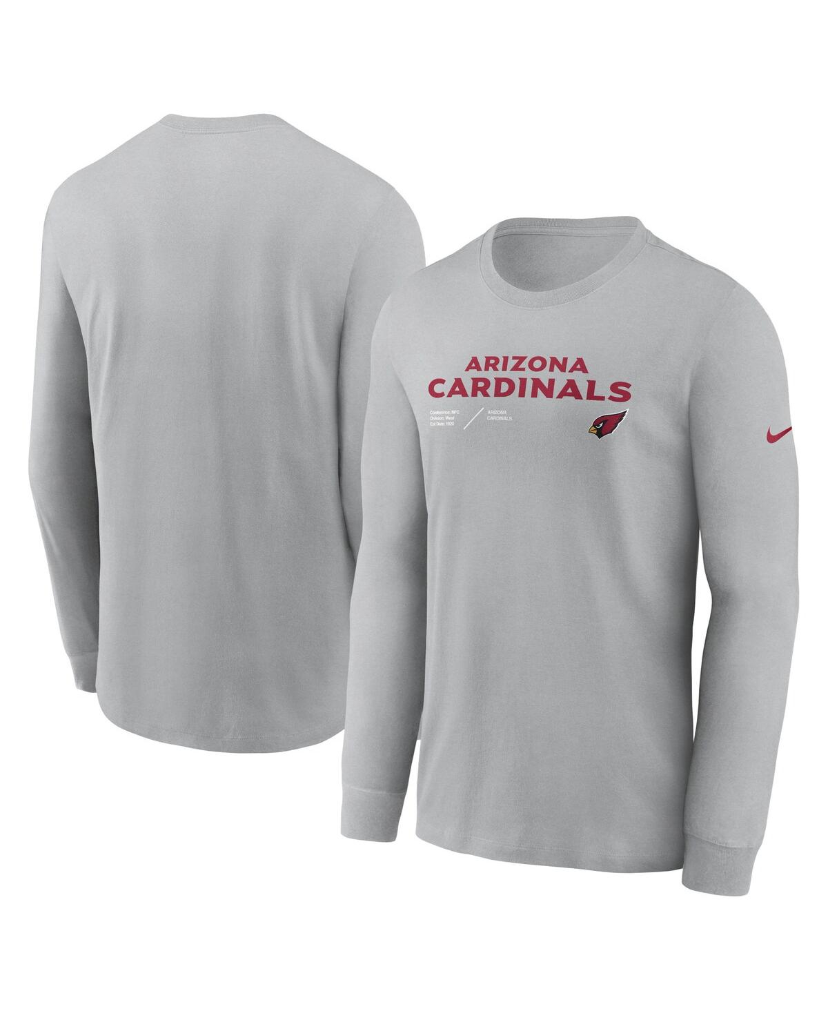 Shop Nike Men's  Gray Arizona Cardinals Sideline Infograph Lock Up Performance Long Sleeve T-shirt