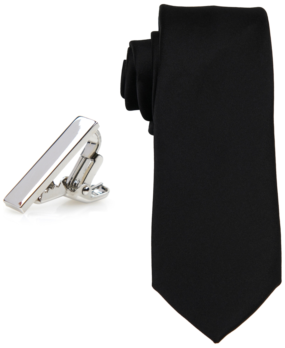 ConStruct Men's Solid Tie & 1" Tie Bar Set
