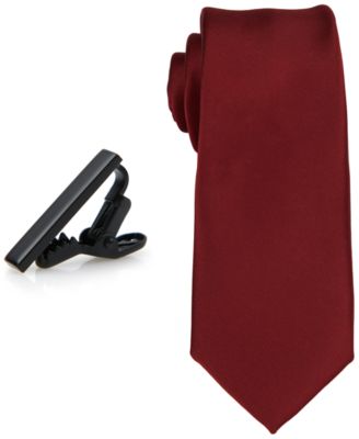 Men's Solid Tie & 1" Tie Bar Set
