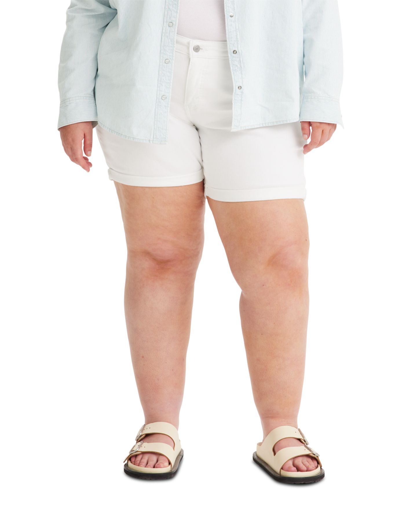 Женские шорты Levi's Trendy Plus Size Mid-Length Stretch Denim Shorts, цвет: Меловой белый — фото 1