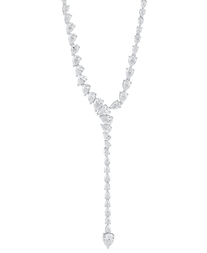 Arabella Cubic Zirconia Lariat Necklace in Sterling Silver, 15