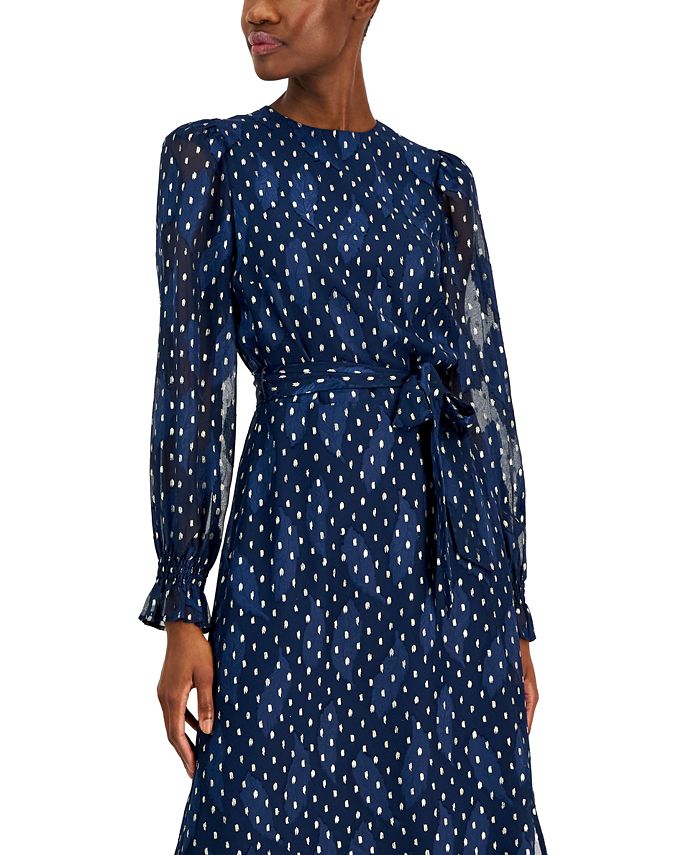 Anne Klein Women's Printed Tie-Waist Midi Dress - Macy's