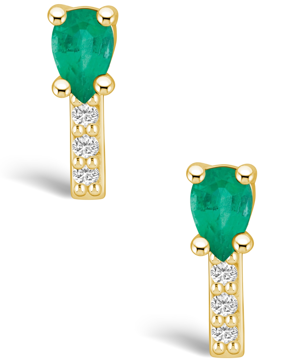 Macy's Emerald (3/4 Ct. t.w.) and Diamond (1/8 Ct. t.w.) Stud Earrings