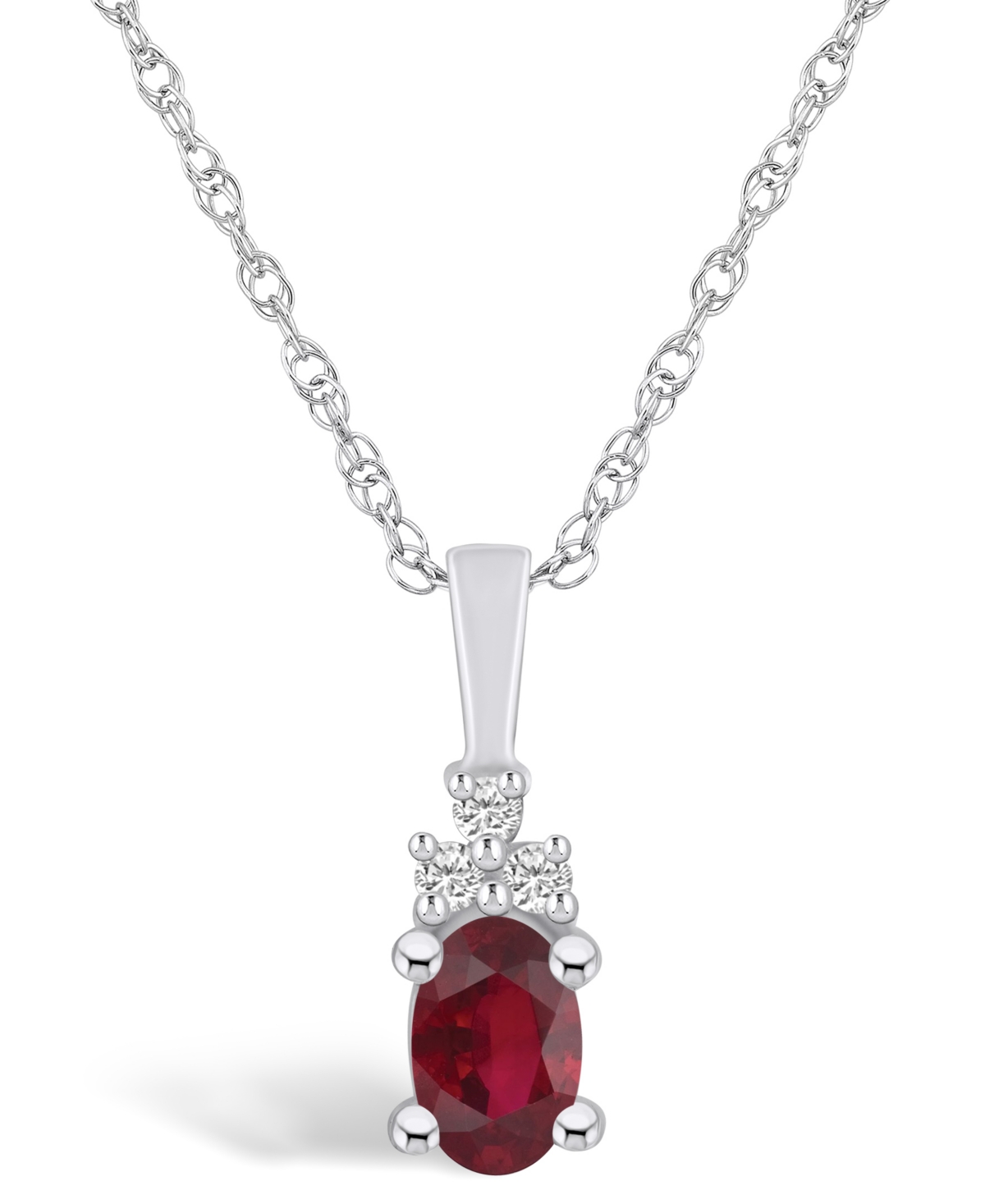 Macy's Ruby (5/8 Ct. T.w.) And Diamond Accent Pendant Necklace In White Gold
