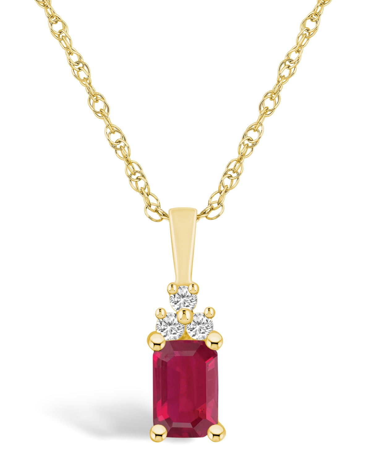 Macy's Ruby (3/4 Ct. T.w.) And Diamond Accent Pendant Necklace In Gold