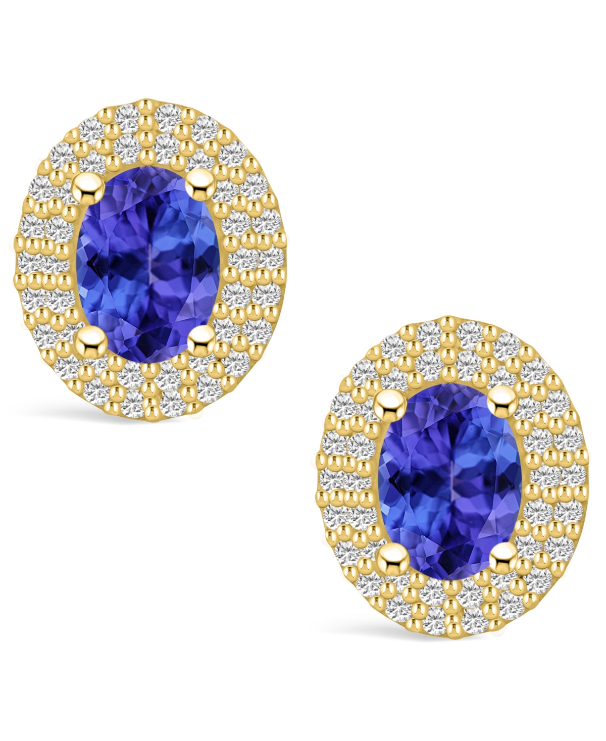 Macy's Tanzanite (1-1/2 Ct. t.w.) and Diamond (1/2 Ct. t.w.) Halo Stud Earrings