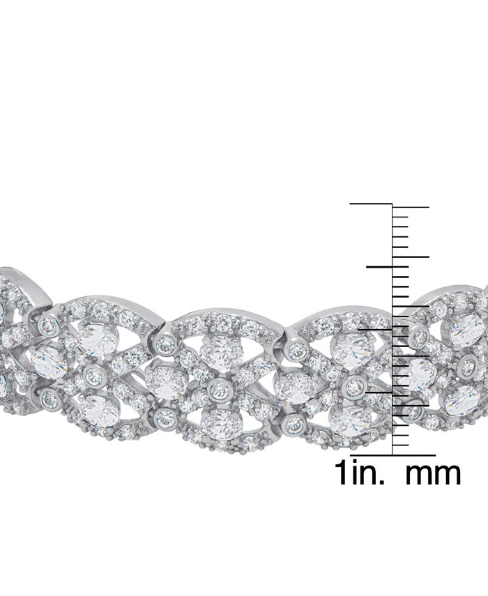 Macy's Fine Silver Plated Cubic Zirconia Criss Cross Bracelet - Macy's