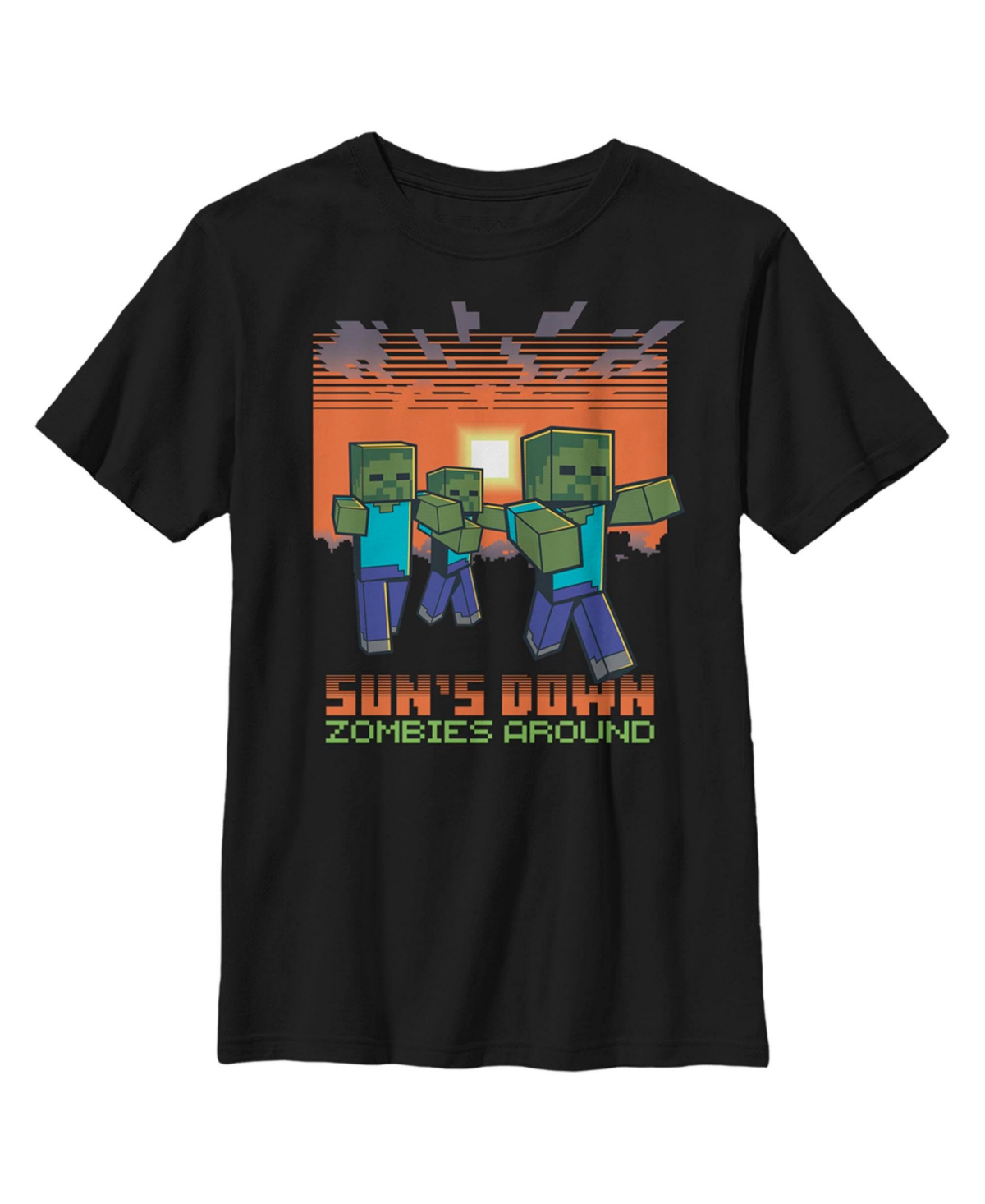 Microsoft Boy's Minecraft Sun's Down Zombies Around Child T-shirt In Black