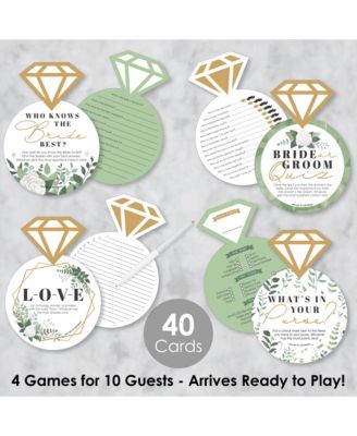 Boho Botanical Bride - 4  Bridal Shower Games - 10 Cards Each - Gamerific Bundle