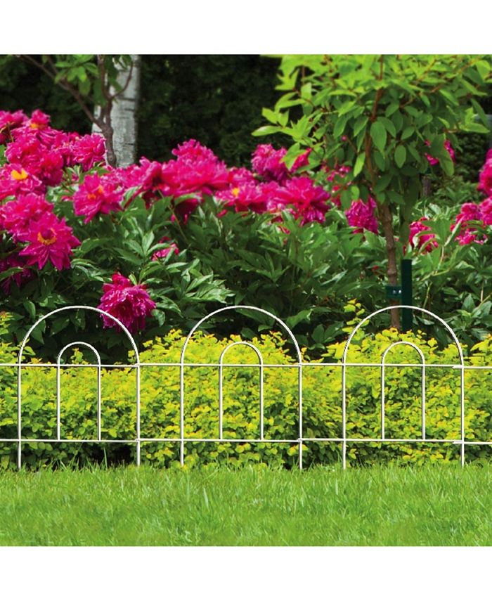 Origin Point Metal Garden Border Round Folding Fence, White 18In x 8Ft ...