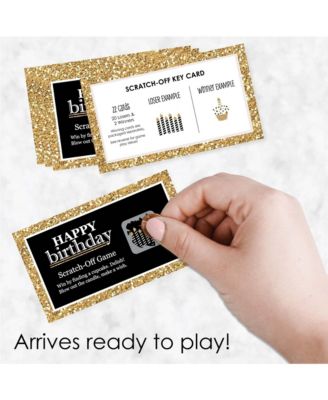 Adult Happy Birthday - Gold - Birthday Party Game Scratch Off Cards - 22 Count
