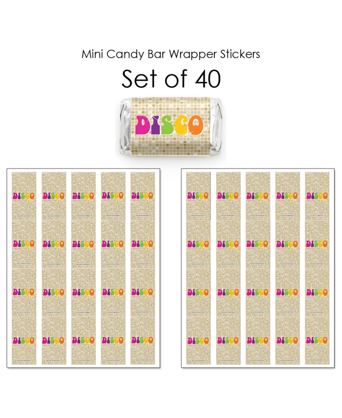 Big Dot Of Happiness 70's Disco - Mini Candy Bar Wrapper Stickers ...