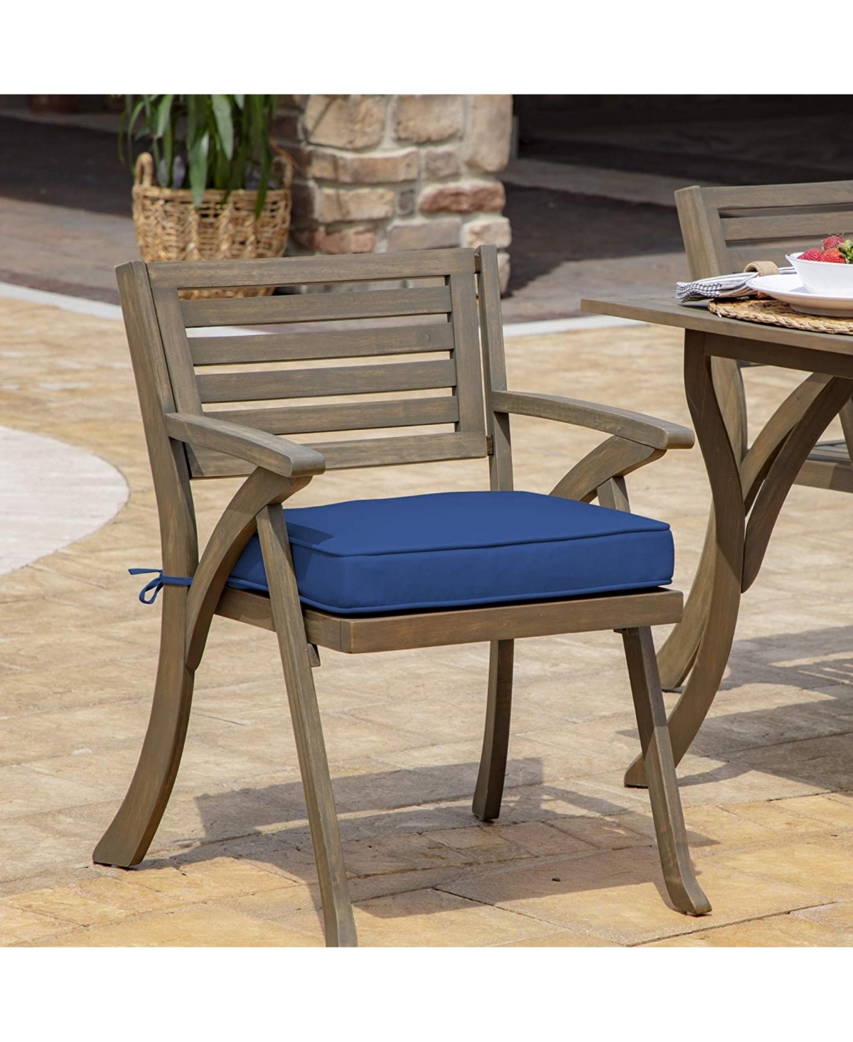 Arden Selections ProFoam EverTru Rounded Back Patio Cushion- Blue