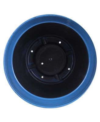 Glazed Brushed Happy Large Plastic Planter Dark Blue 15 Inch
