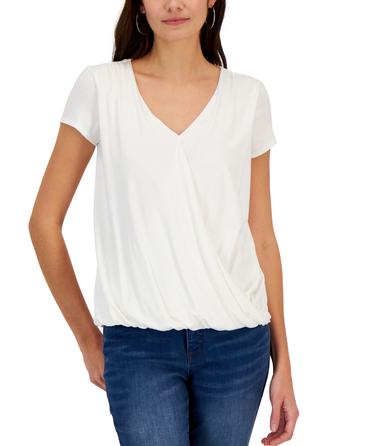 Inc International Concepts Women's Draped Surplice Top, Created for Macy's