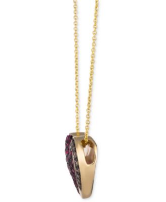 GODIVA x Le Vian&reg; Strawberry and Chocolate Heart Pendant Necklace Featuring Passion Ruby (3/4 ct. t.w.) & Chocolate Diamond (1/10 ct. t.w.) in 14k Gold