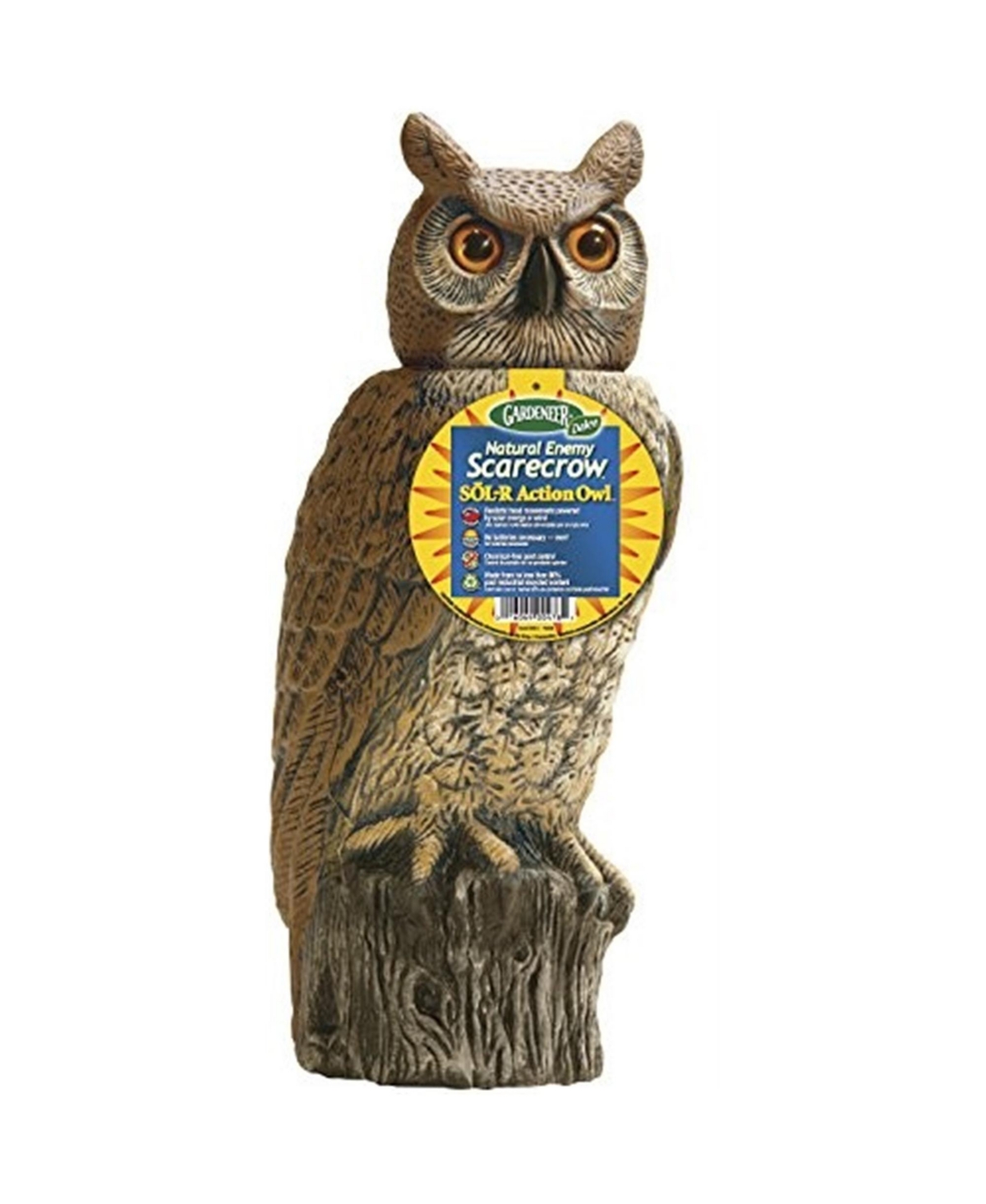 DALSRHO4 Solar Action Owl Natural Scarecrow Device, 18in - Brown