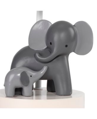 Me & Mama White/Gray Elephant Nursery Lamp with Shade & Bulb
