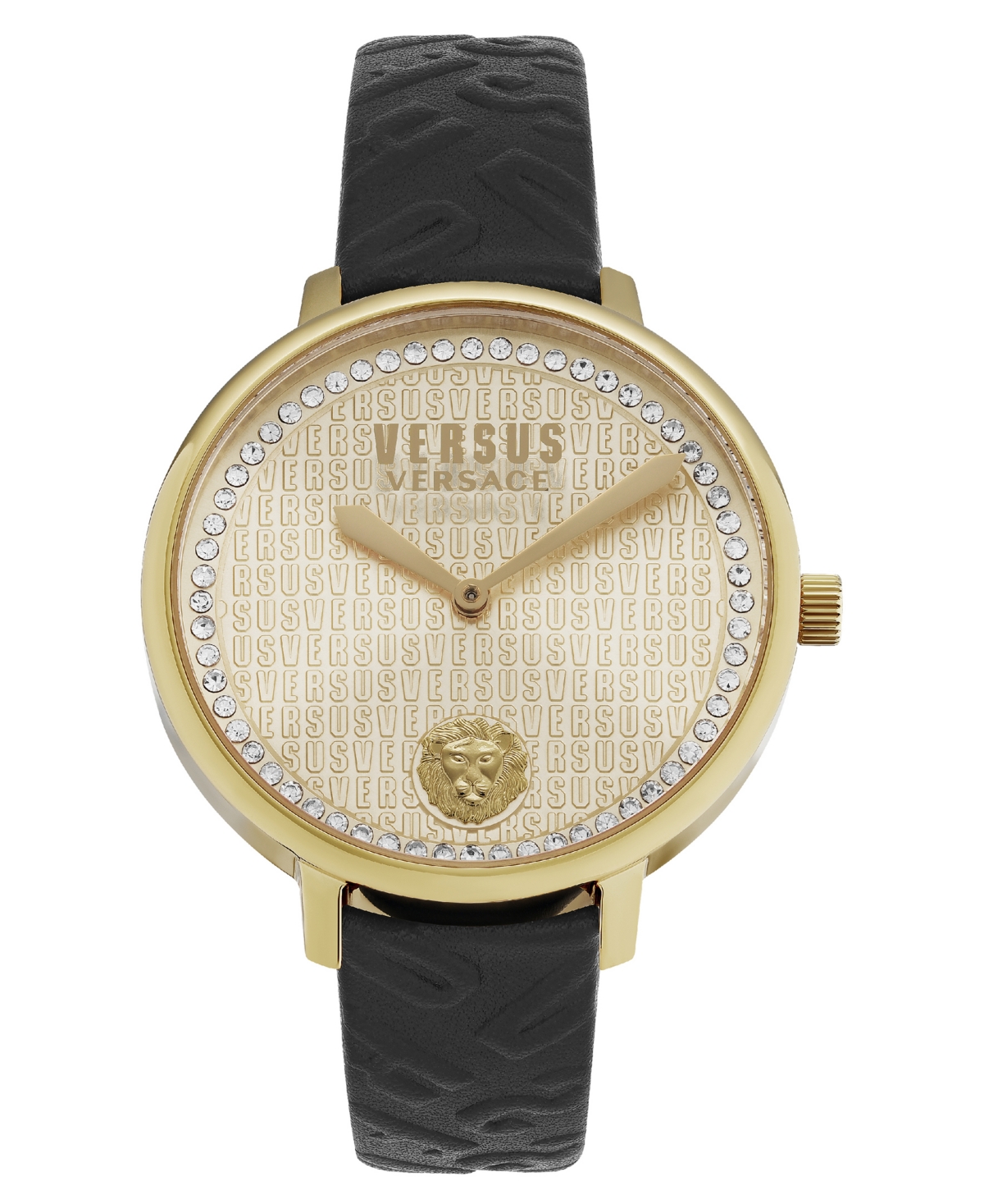 Versus La Villette Women's 2 Hand Quartz Movement And Black Leather Strap Watch 36mm In Black