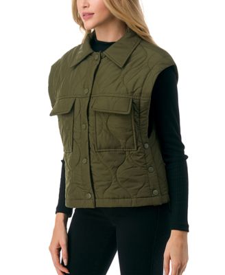 Women's Snap Front Quilted Vest with Front Pockets