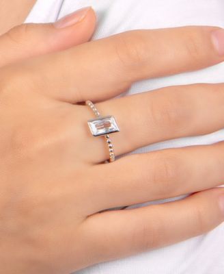 Emerald Cut Cubic Zirconia (1.47 ct. t. w.) Solitaire Ring in Sterling Silver