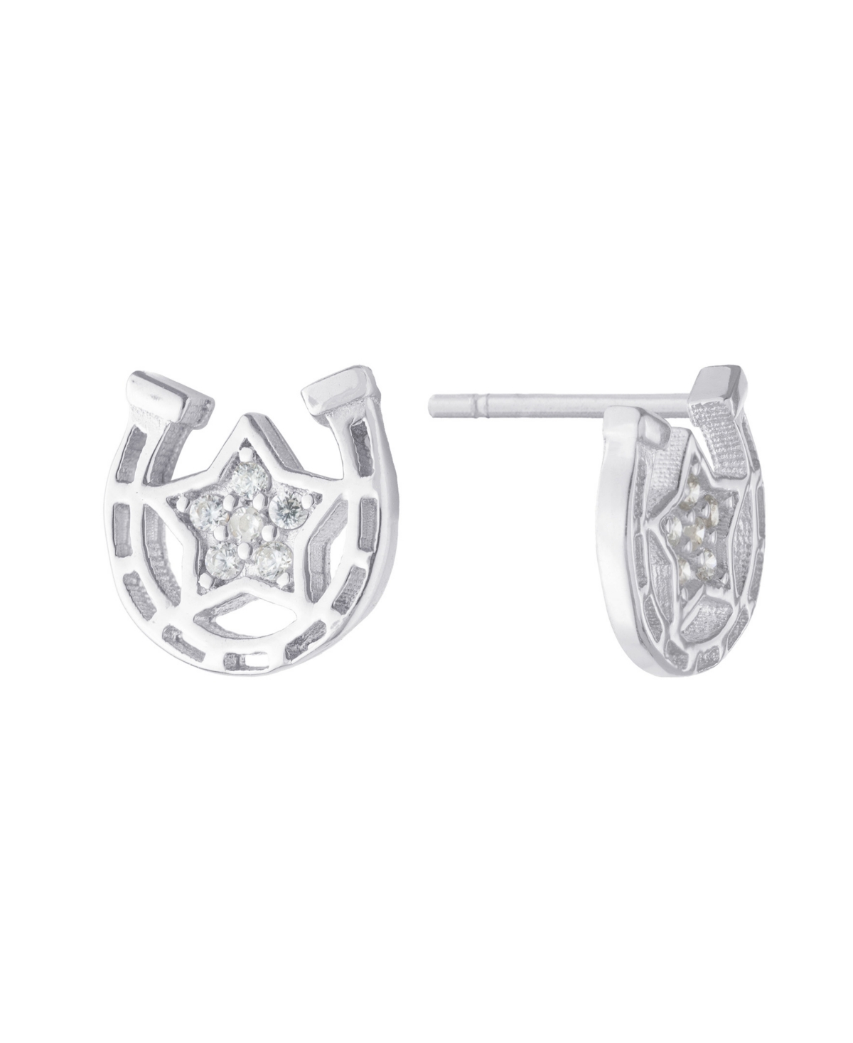 Giani Bernini Cubic Zirconia (0.02 Ct.t.w) Horseshoe Stud Earrings In Sterling Silver