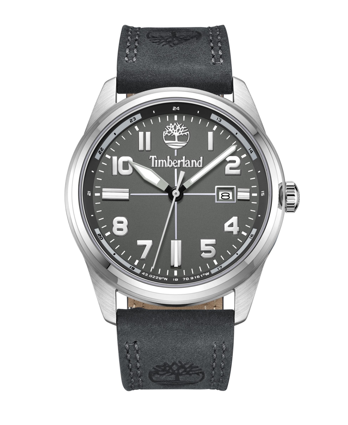 Men's Northbridge Gray Dark Genuine Leather Strap Watch, 45mm - Gray Dark