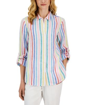 Charter Club - Petite Linen Roll Tab Shirt