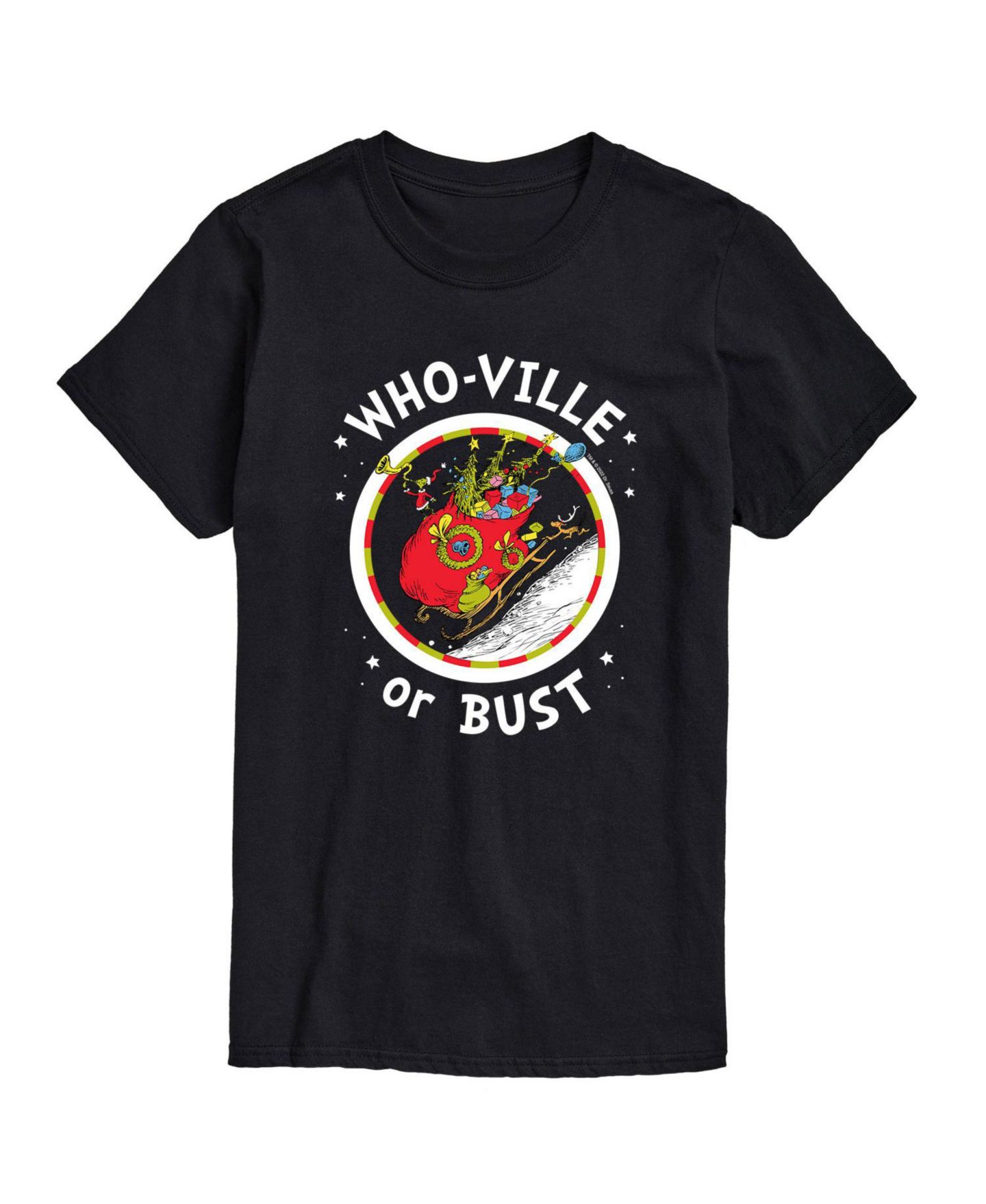 Мужская футболка AIRWAVES Dr. Seuss The Grinch Who-Ville or Bust Graphic, цвет: Чёрный — фото 1