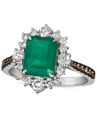 Le Vian - Emerald (1-5/8 ct. t.w.) & Diamond (3/4 ct. t.w.) Halo Ring in 14k White Gold