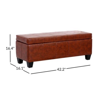 42" Storage Ottoman Faux Leather Bench for Living Room Bedroom