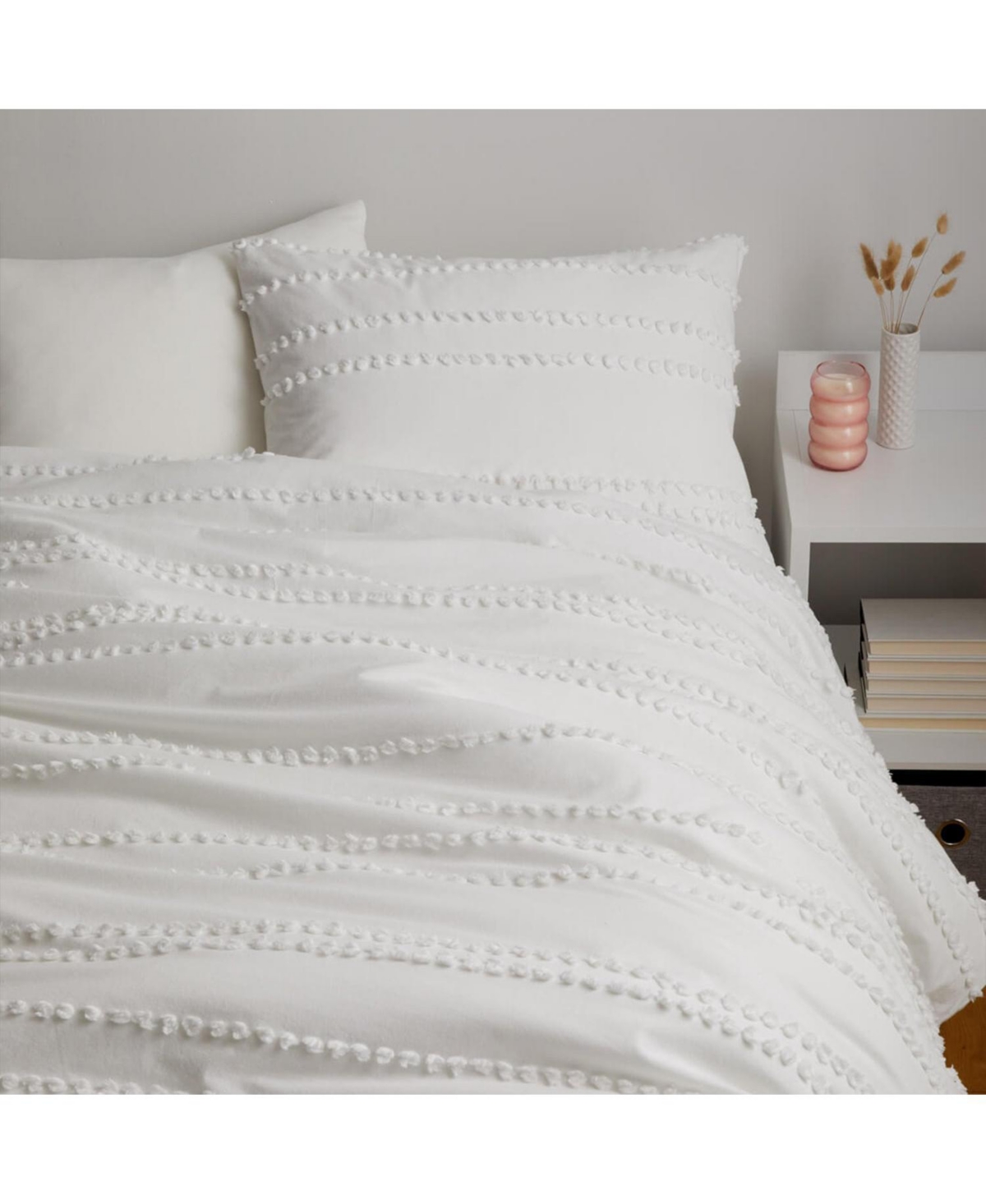Dormify Billie Pom Pom Stripe Comforter & Sham Sets, Full/queen, Cotton, Cotton, Ultra-cute Styles To Person In Billie Pom White