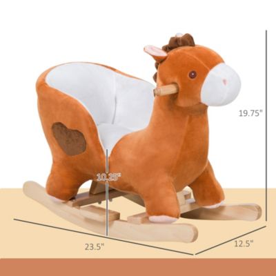 Baby Rocking Horse, Plush Animal Rocker w/ Realistic Sound, Pedals