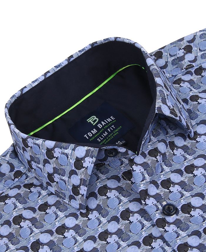 Tom Baine Men's Slim Fit Short Sleeve Button Down Dress Shirt Black Size X-Large