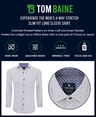 Men's Slim Fit Performance Long Sleeve Button Down Dress Shirt