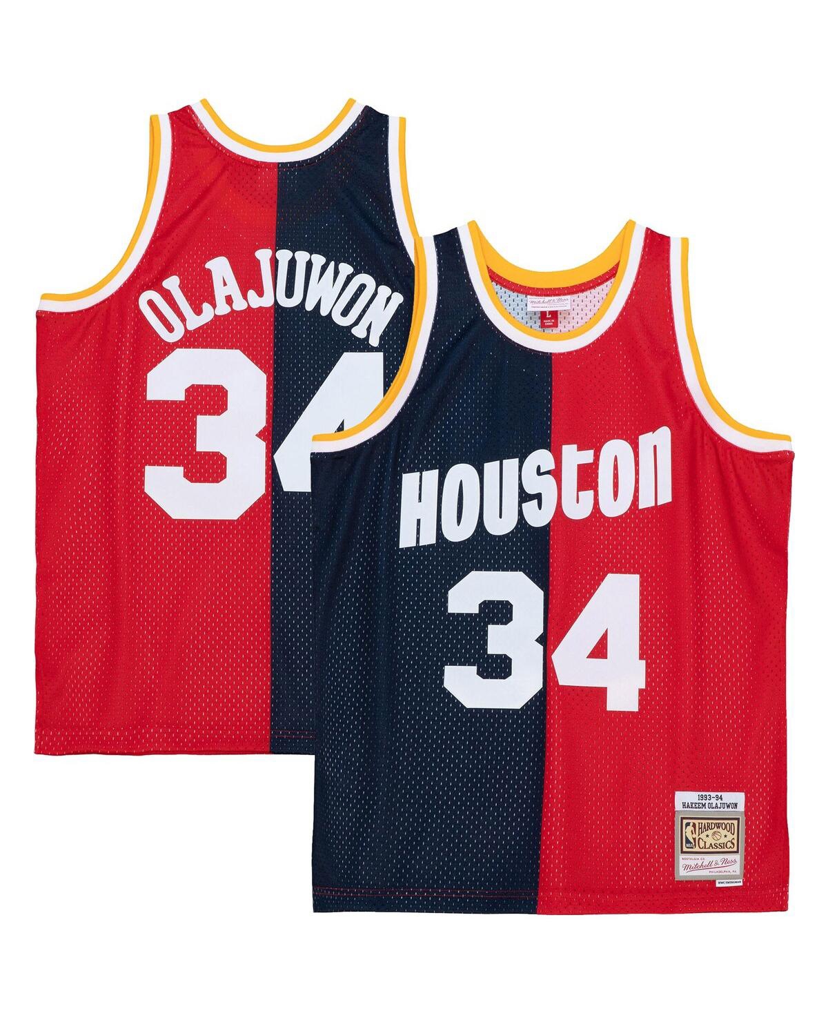 Men's Mitchell & Ness Hakeem Olajuwon Red Houston Rockets Big and Tall Hardwood Classics 1993-94 Split Swingman Jersey - Red
