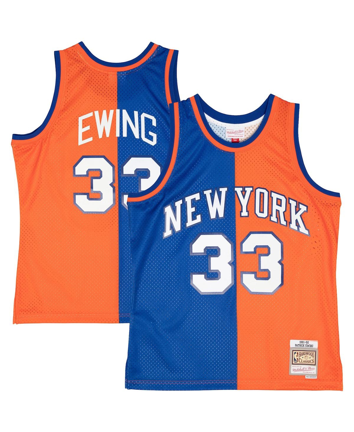 Men's Mitchell & Ness Patrick Ewing Orange New York Knicks Hardwood Classics 1991-92 Split Swingman Jersey - Orange