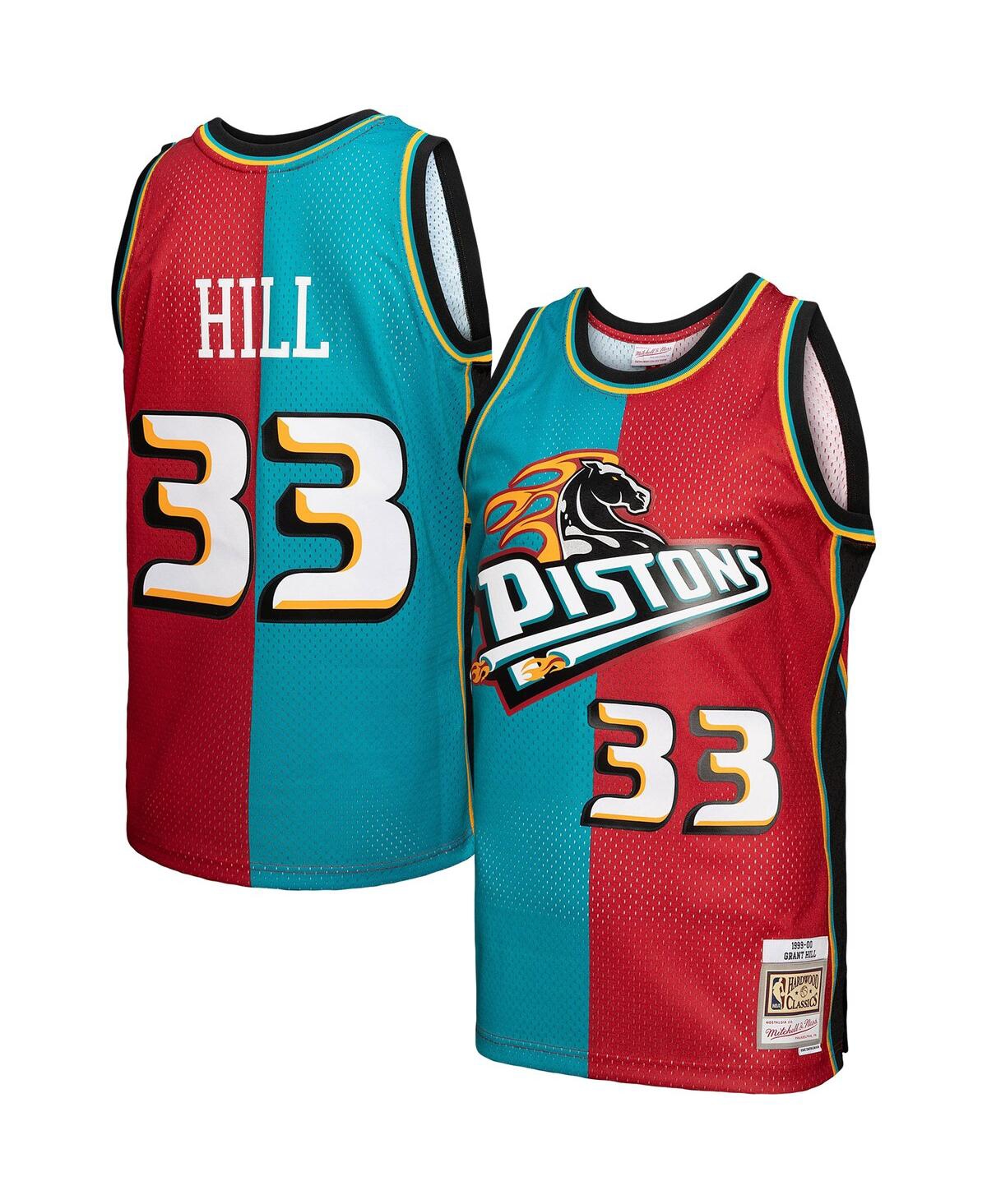 Men's Mitchell & Ness Grant Hill Red Detroit Pistons Hardwood Classics 1999-00 Split Swingman Jersey - Red