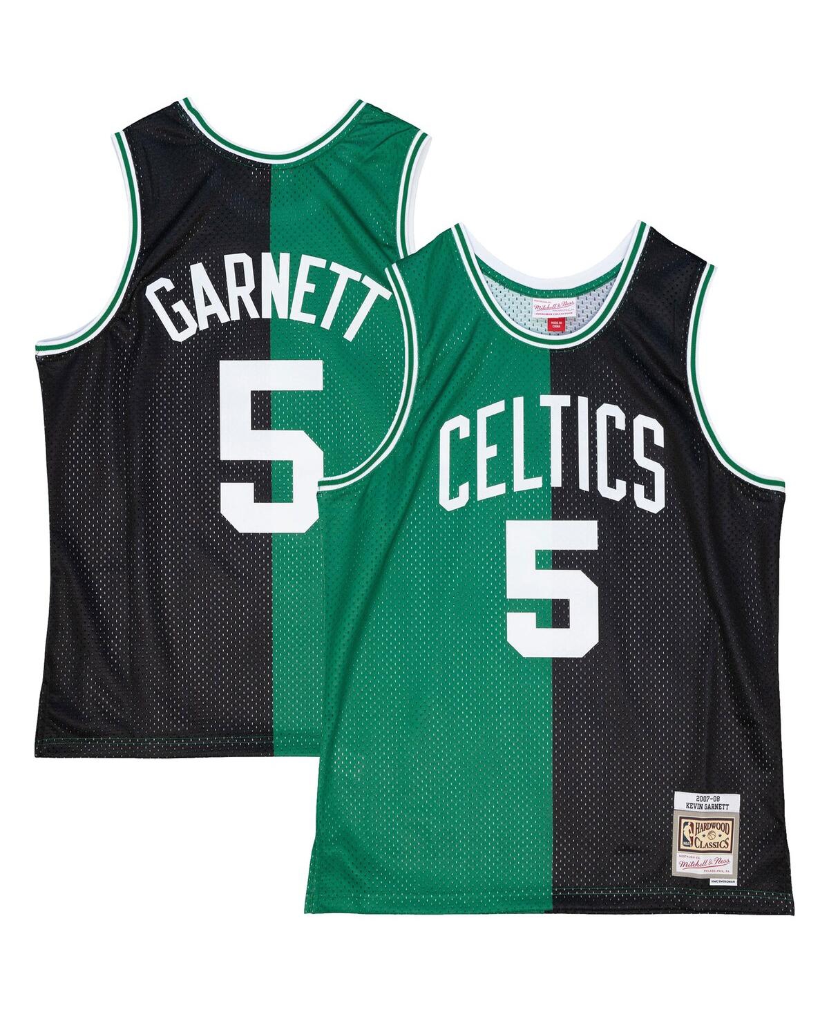 Men's Mitchell & Ness Kevin Garnett Black, Kelly Green Boston Celtics Hardwood Classics 2007-08 Split Swingman Jersey