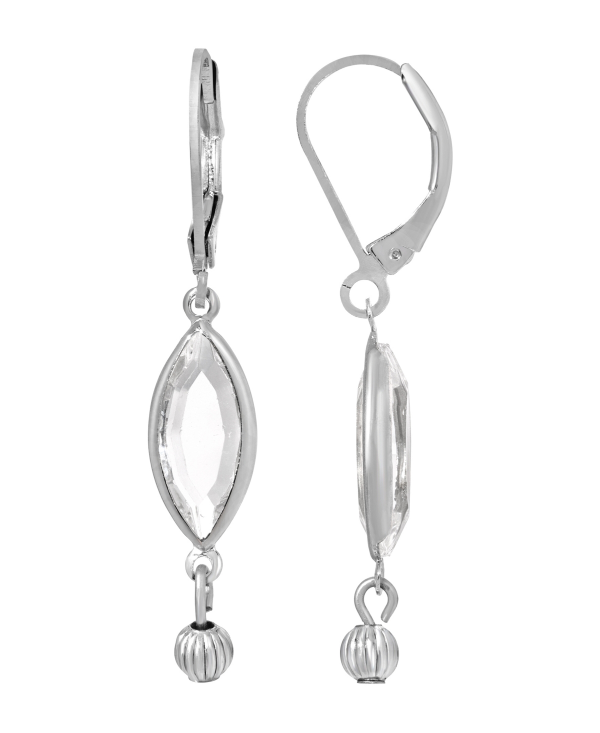 2028 Women's Silver-tone Clear Crystal Drop Earrings In Silver