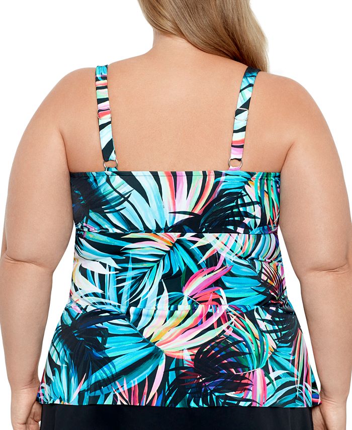 Swim Solutions Plus Size Triple Tier Tankini, Created For Macy's - Macy's